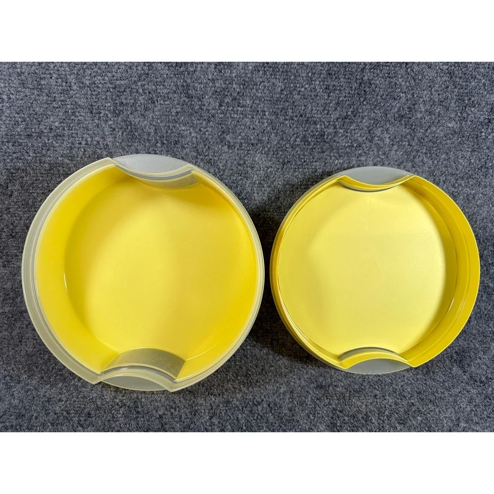 Tupperware Impressions Snack Canister Yellow Round Window Food Storage